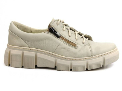 Półbuty Polskiej Marki Helios Komfort 413 - Ecru - Na- Zamek