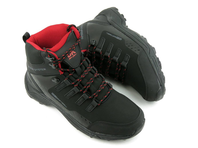 Buty męskie trekkingowe OUTDOOR DK Aqua Soft Shell 8123, czarno-czerwone