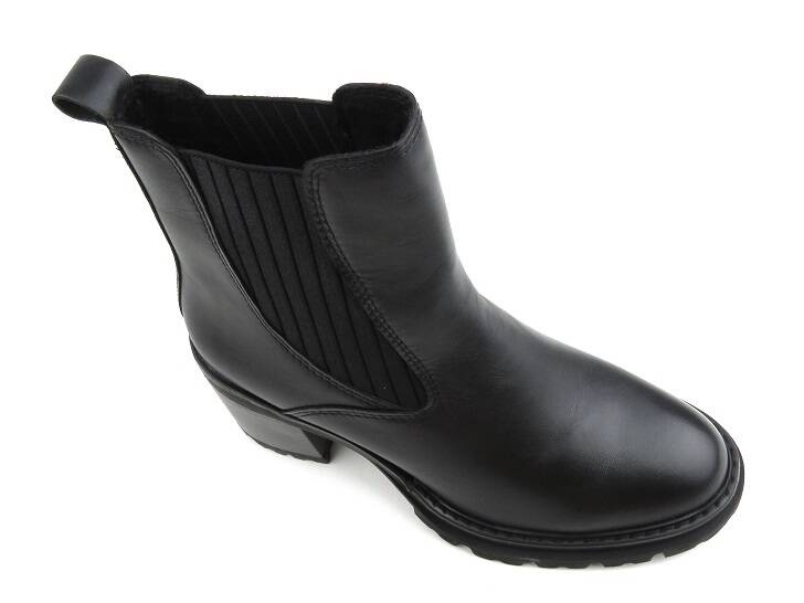 Wysokie, skórzane botki damskie na słupku - MARCO TOZZI 2-25828-41, czarne