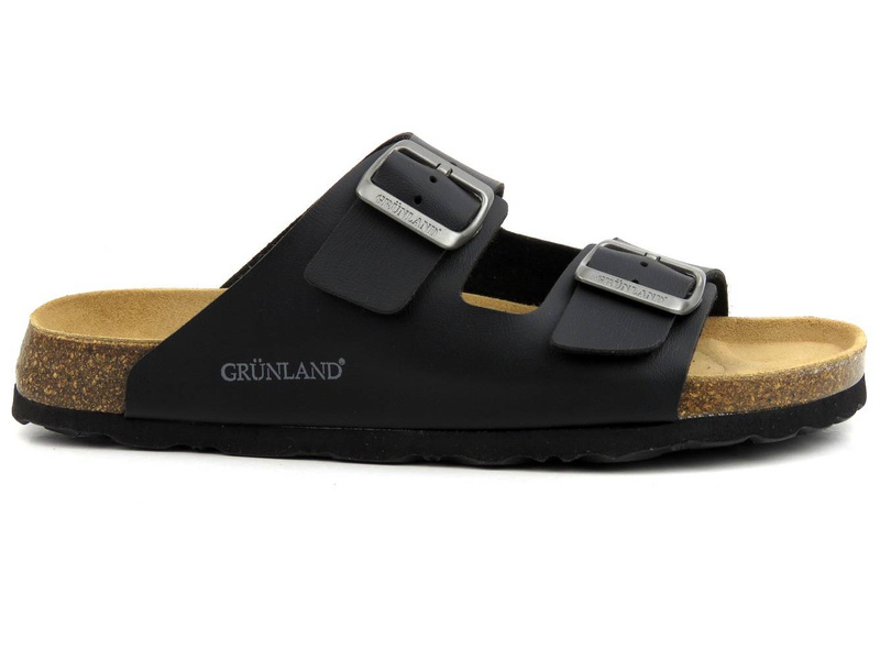 Klapki męskie z zapięciem na klamrę - GRUNLAND CB3013-40, czarne