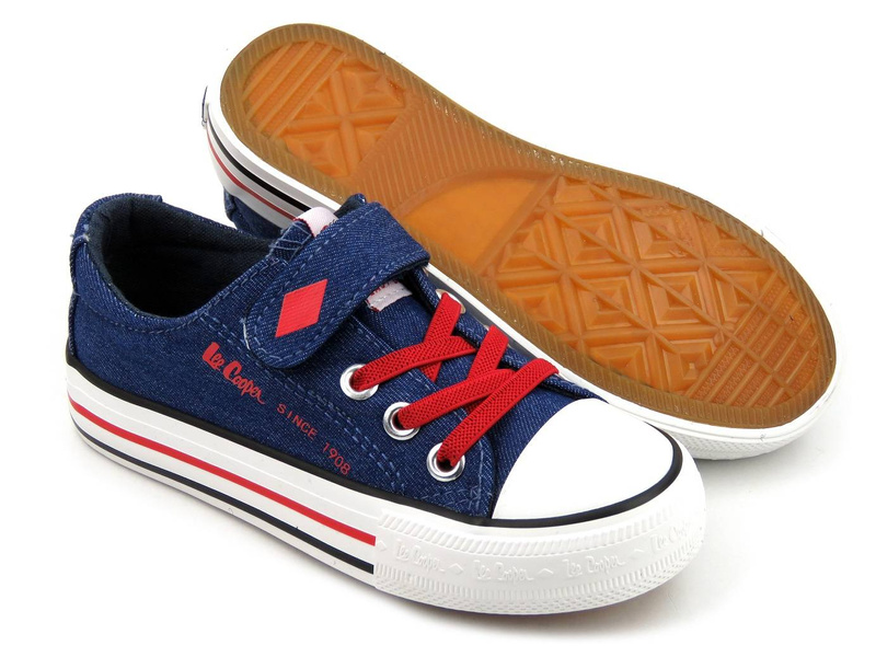 Trampki dziecięce na rzep - LEE COOPER 22-44-0801K, jeans