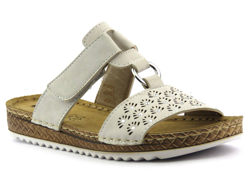 Klapki damskie zapinane na rzep - INBLU VO-06, beżowe