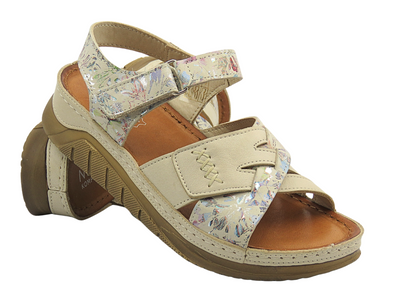 Skórzane sandały damskie beżowe Nika Komfort H-173