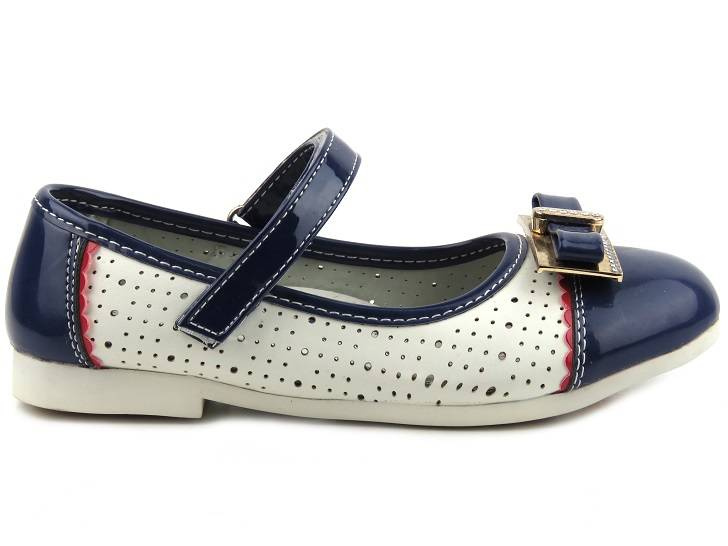 Balerinki dziecięce Badoxx 5SD-274-BL, białe z granatem