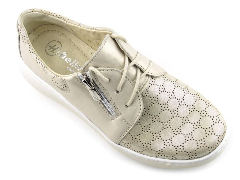 Półbuty damskie z ozdobną cholewką - Helios Komfort 328S, złote