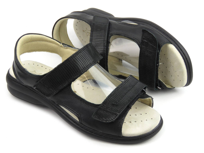 Wygodne sandały damskie w tęgości H - AXEL KOSELA 2154/9154, czarne