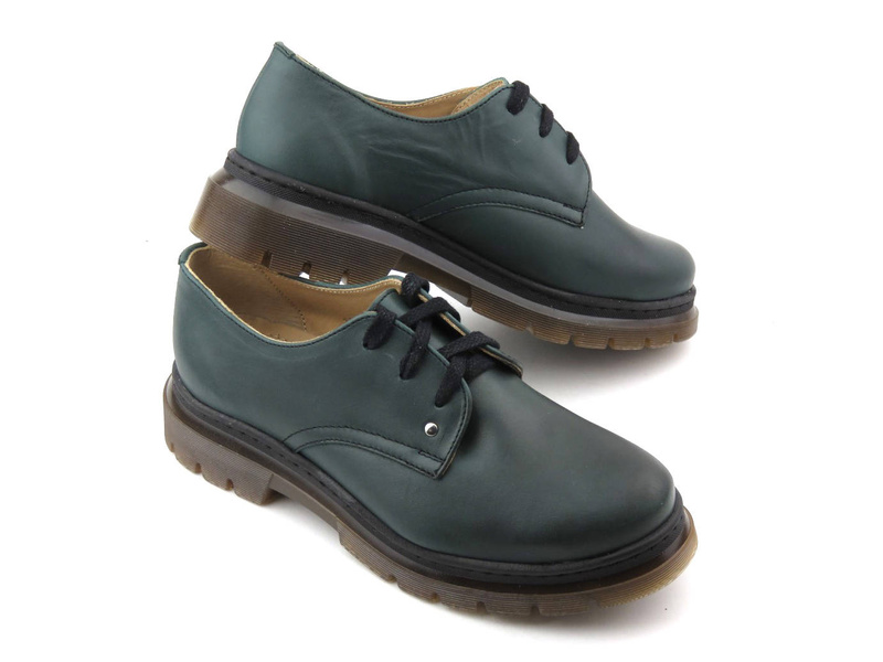 Skórzane półbuty damskie polskiej marki - HELIOS Komfort 412, zielone