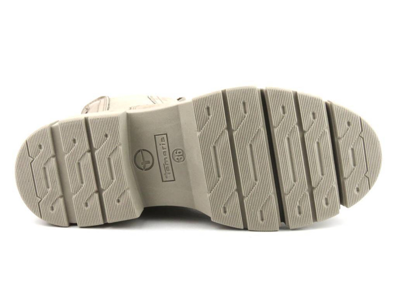 Botki damskie, workery na grubej podeszwie Tamaris 1-25901-41, beżowe