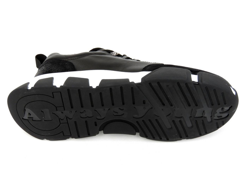 Sneakersy, buty sportowe męskie ze skóry naturalnej - JOHN DOUBARE Q258-W5-A59, czarne