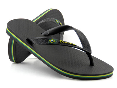 Gumowe japonki męskie IPANEMA 80415, czarne z flagą Brazylii