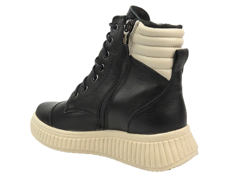 Skórzane botki damskie na zamek HELIOS Komfort 599, czarne/ecru