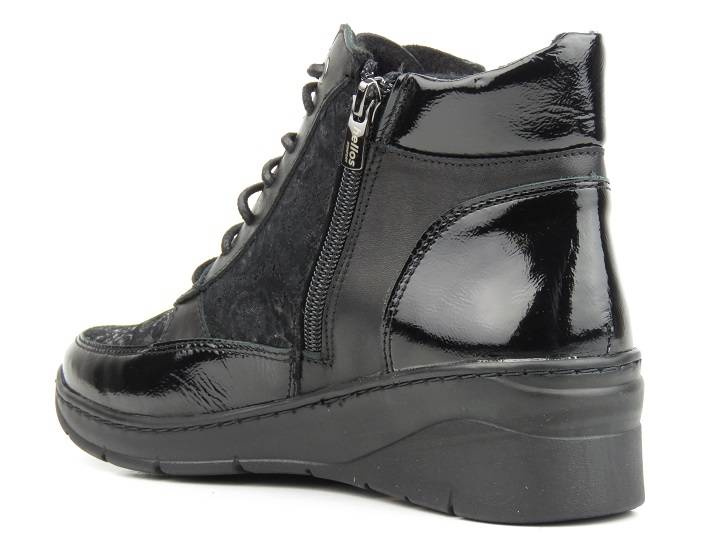 Skórzane botki damskie w sportowym stylu - HELIOS Komfort 568, czarny 4