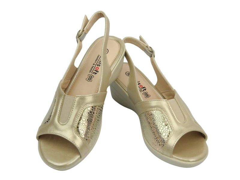 Sandały damskie ze skórzaną wkładką - Unisoft 25SD02-8876, beżowe