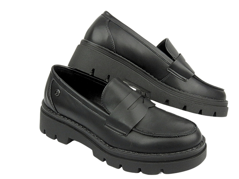 Półbuty Mokasyny Damskie - Inblu IC-27 Czarne - Wsuwane