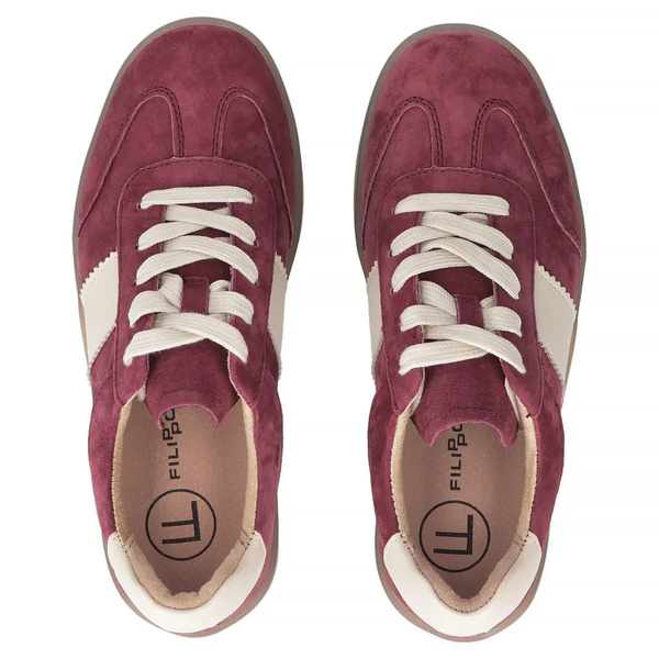 Skórzane sneakersy damskie bordowe Filippo DP6770/25