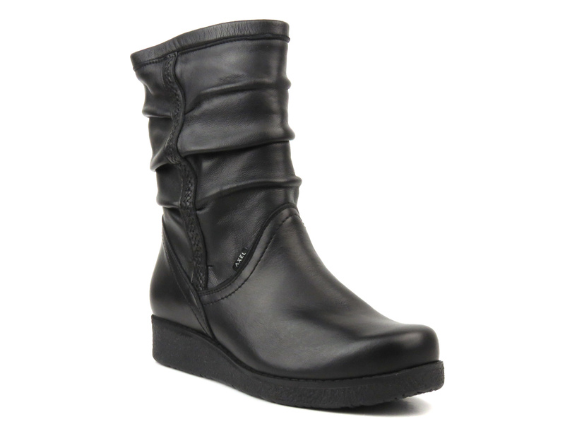 Skórzane kozaki damskie - AXEL 4055, czarne