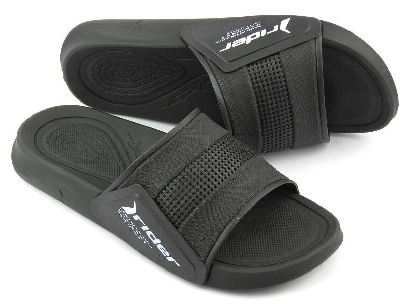 Sportowe klapki męskie z gumy - RIDER 11745, czarne