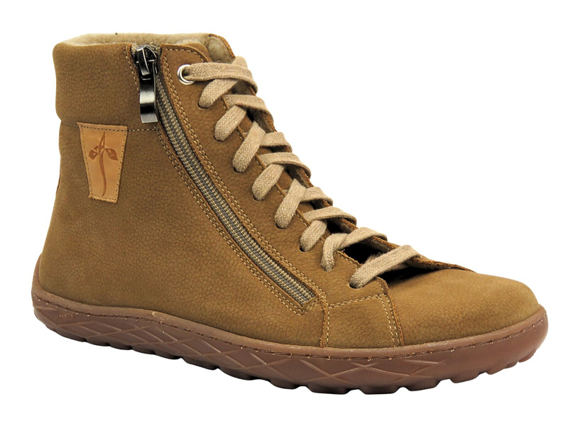 Barefoot skórzane minimalistyczne botki damskie camel Nika Komfort 1443