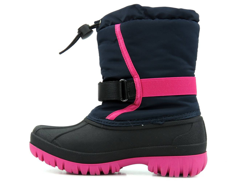 Śniegowce dziecięce ocieplane futerkiem - LEE COOPER LCJ-21-44-0522K, czarno-różowe