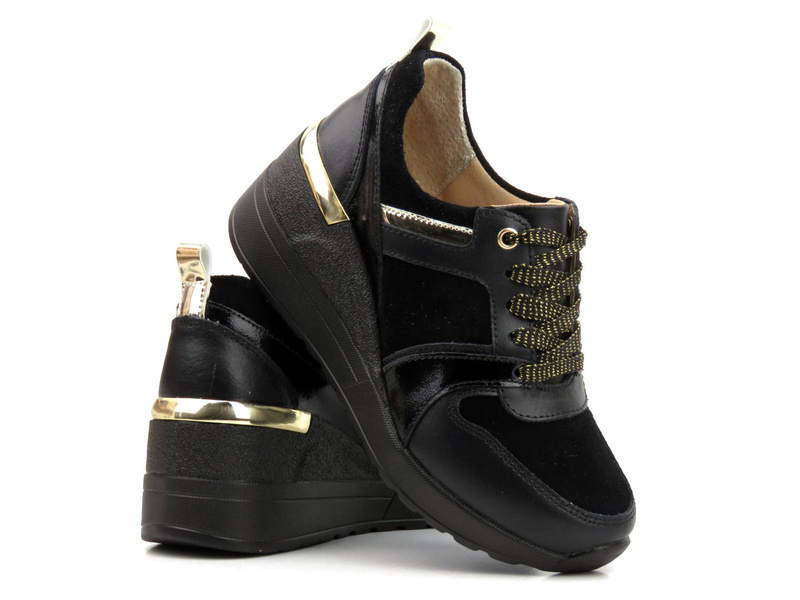 Sneakersy, buty sportowe damskie S. BARSKI AL21405, czarne