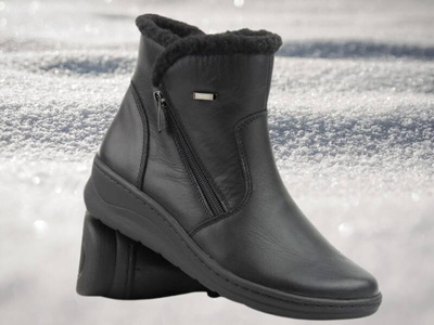 Botki damskie z kożuchem - HELIOS Komfort 514S, czarne