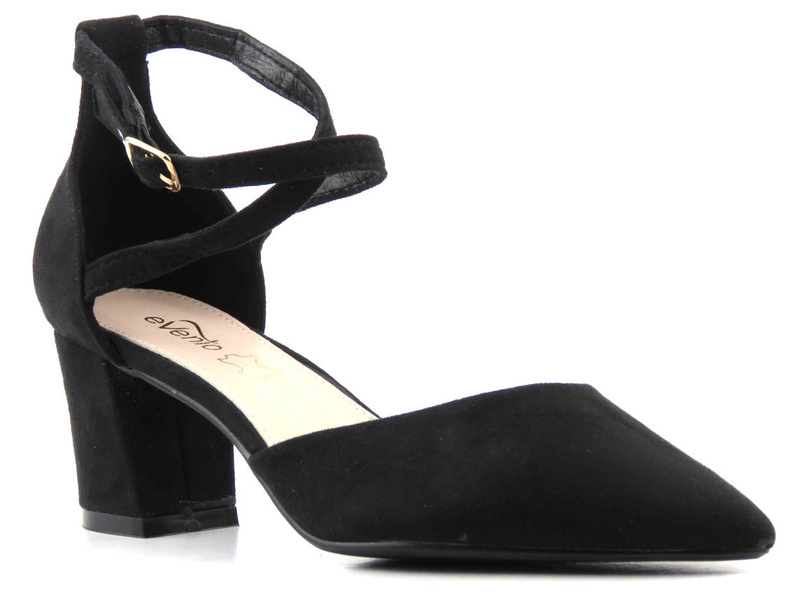 Eleganckie sandały, czółenka damskie na słupku - Evento 20SD98-1627, czarne