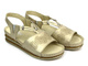 Skórzane sandały damskie na delikatnym koturnie - HELIOS Komfort 125, złote