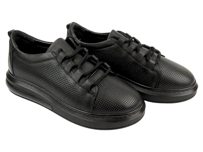 CZARNE SNEAKERSY DAMSKIE - VENEZIA D010LEBLOSP048, czarne
