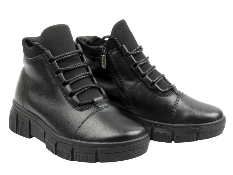 Skórzane botki damskie czarne Cambell 25-19341