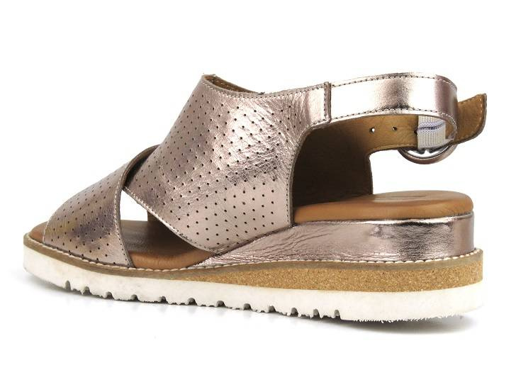 Skórzane sandały damskie na koturnie - Artiker 50C0844, brązowe