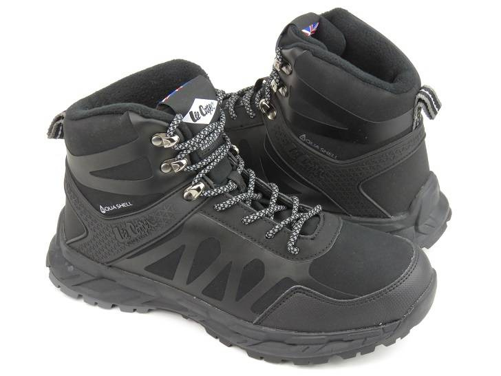 Ciepłe buty męskie trekkingowe z AQUA SHELL - LEE COOPER 22-01-1402M, czarne