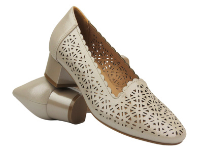 Półbuty, mokasyny damskie Potocki 25-12393, złote