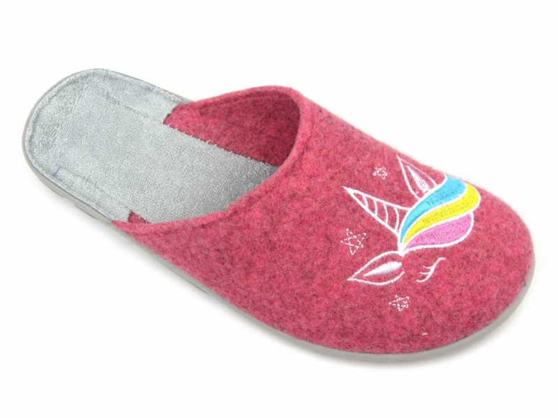 Kapcie damskie Mummy&Me - Befado 235D186, różowe z jednorożcem