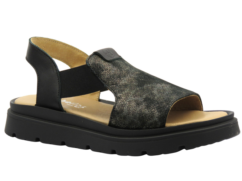 Sandały damskie skórzane czarne Helios Komfort 157