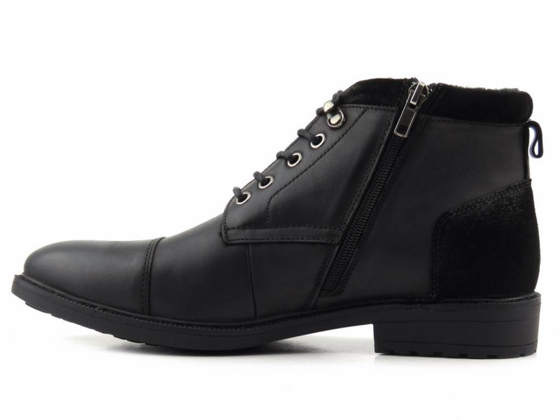 Eleganckie trzewiki męskie ze skóry naturalnej - AMERICAN CLUB CY67/22, czarne