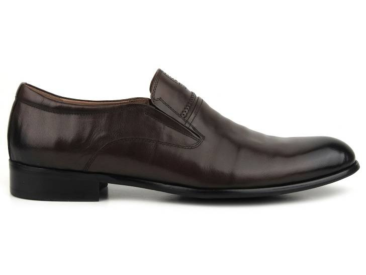 Eleganckie loafersy, półbuty męskie - JOHN DOUBARE 720-82-132, brązowe