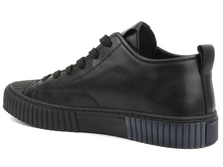 Skórzane sneakersy męskie - JOHN DOUBARE HD19958V1-6A, czarne
