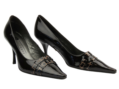 Skórzane czółenka na szpilce - But-S F516, ciemnobrązowe