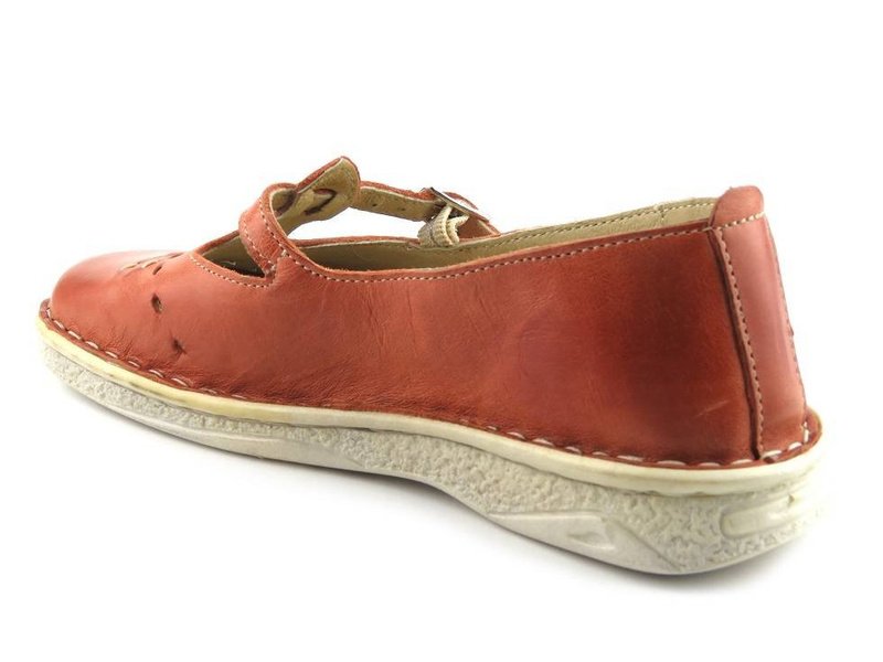 Skórzane półbuty dla dziewczynki - Helios 429, pomarańczowe