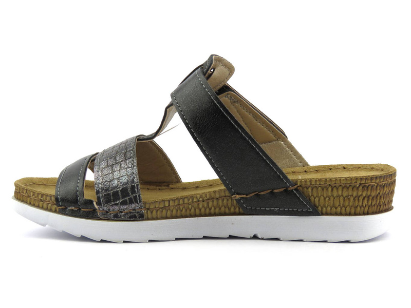 Wygodne klapki damskie na rzep - INBLU OF-28, czarne