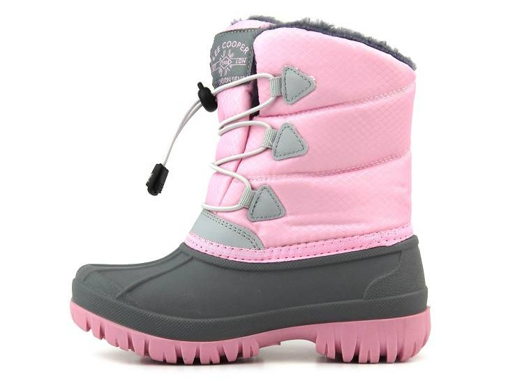 Śniegowce dziecięce ze ściągaczem - LEE COOPER LCJ-21-44-0518K, różowe z szarością