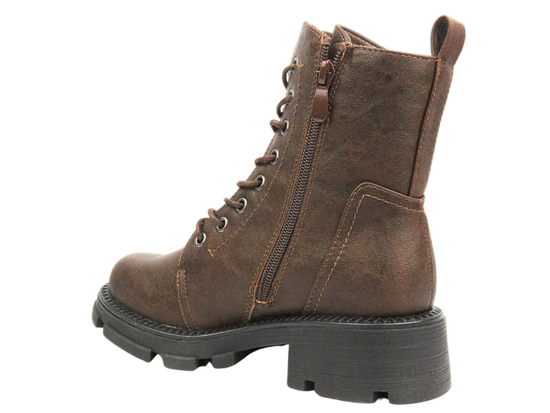 Ocieplane Botki Damskie - Potocki 24-96303 Brązowe Na Zamek