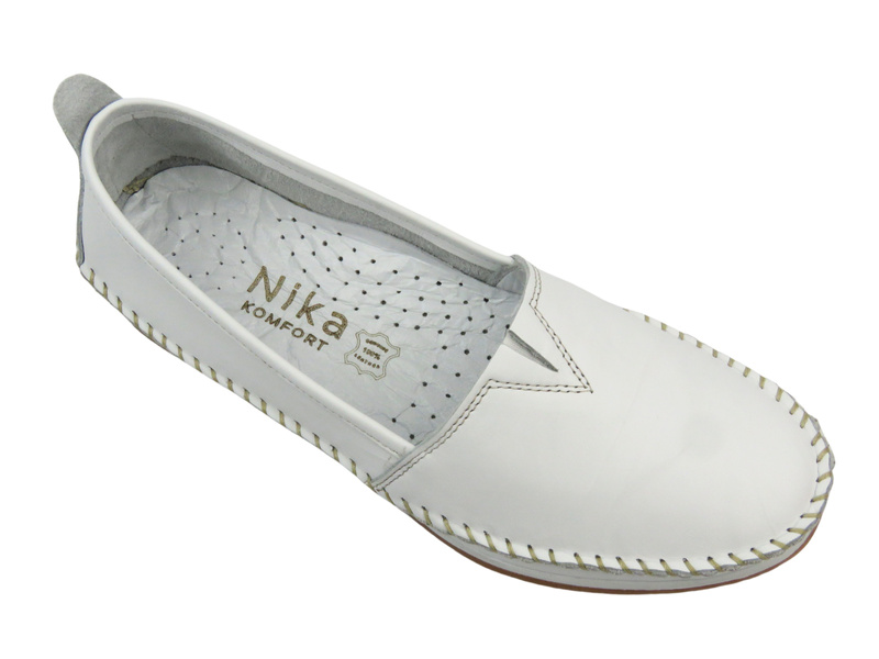 Półbuty damskie - Nika Komfort H-741, białe Polska Marka
