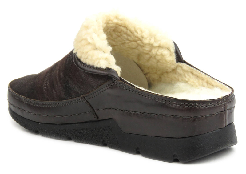 Ciepłe kapcie damskie skórzane- BERKEMANN 01152-491 Remonda, ciemny brąz