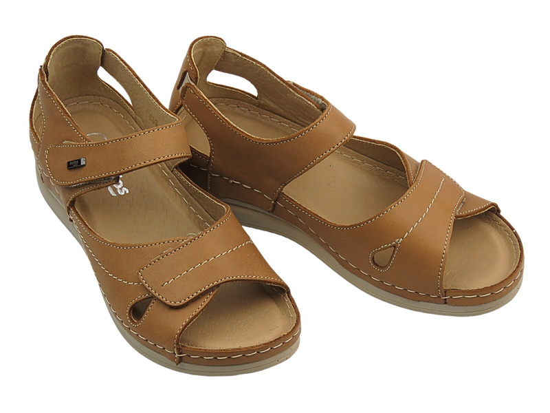 Skórzane sandały damskie brązowe HELIOS Komfort 139