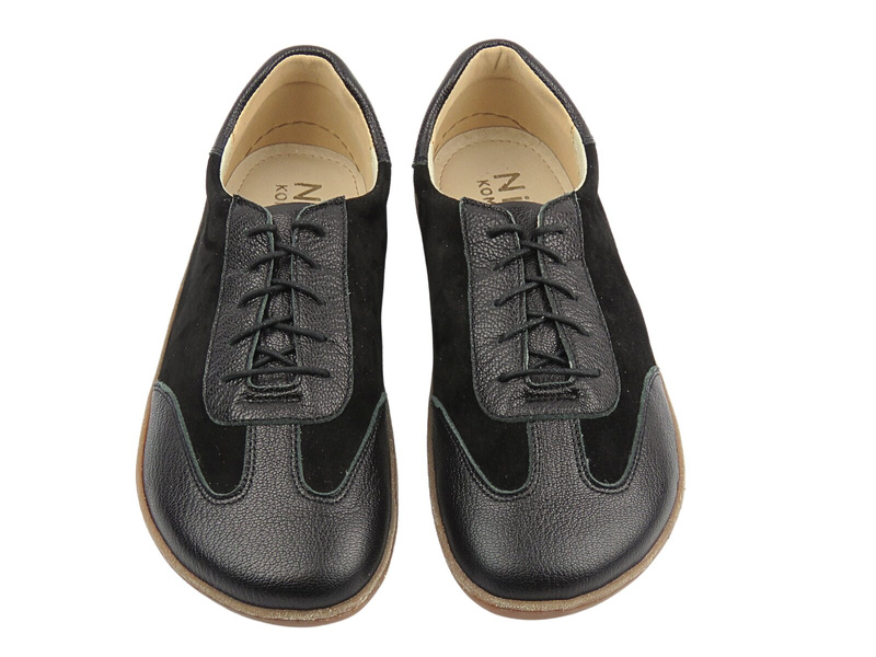 Skórzane półbuty barefoot damskie czarne Nika Komfort 1429 tegość H