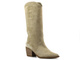 Zamszowe kozaki, kowbojki damskie na obcasie - CARINII B9065, beżowe
