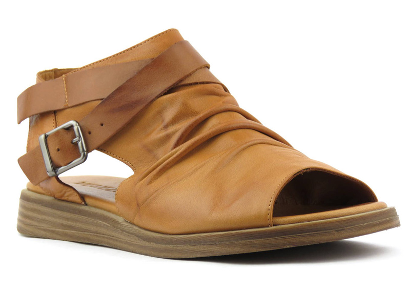 Skórzane sandały damskie z cholewką - VENEZIA 009111, brązowe