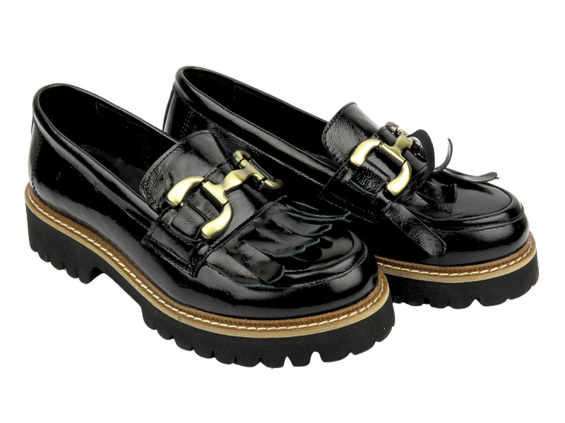 Wygodne lordsy damskie na grubej platformie - VENEZIA E006PABLOBM041, czarne