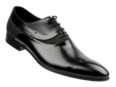 Eleganckie półbuty męskie ze skóry naturalnej Conhpol C00C-6714-0927-00S01, czarne